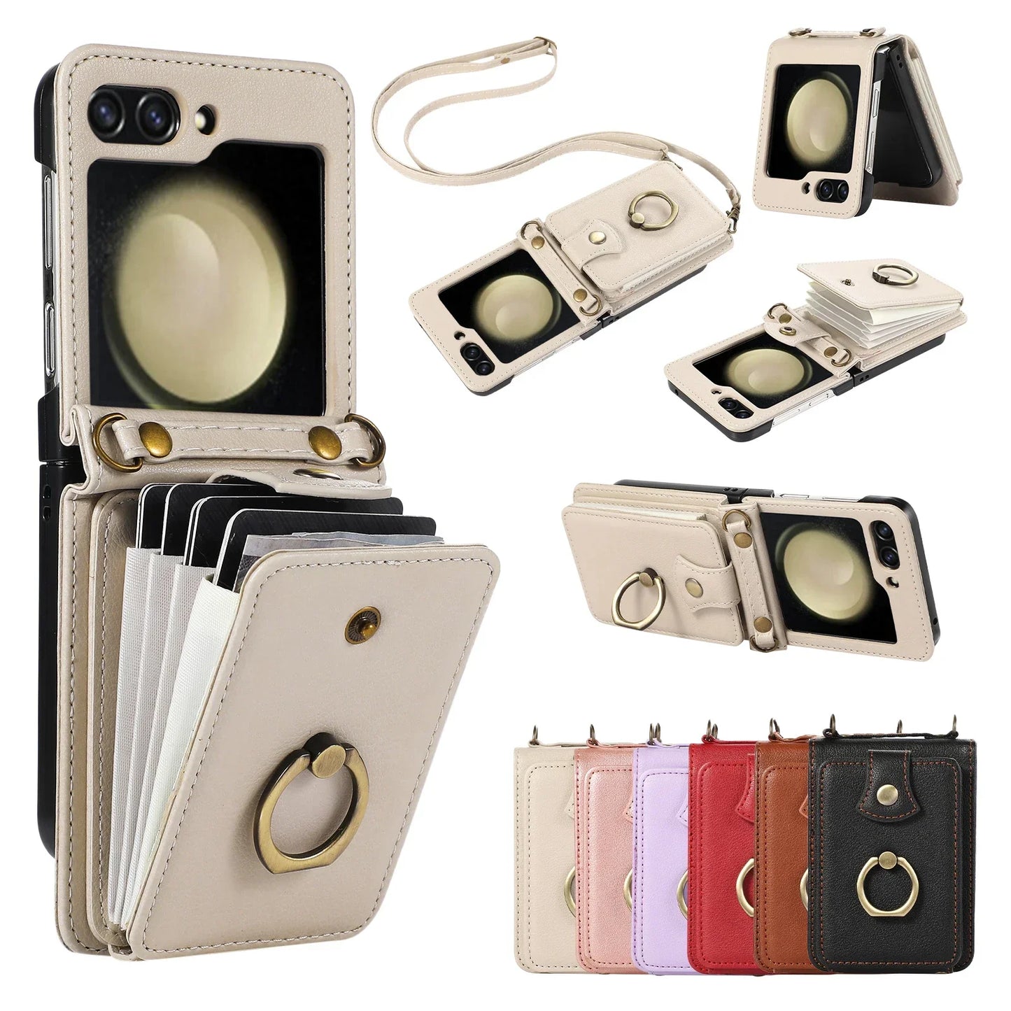 Anti-Theft Wallet Z Flip 6 Case with Card Slot & Stand