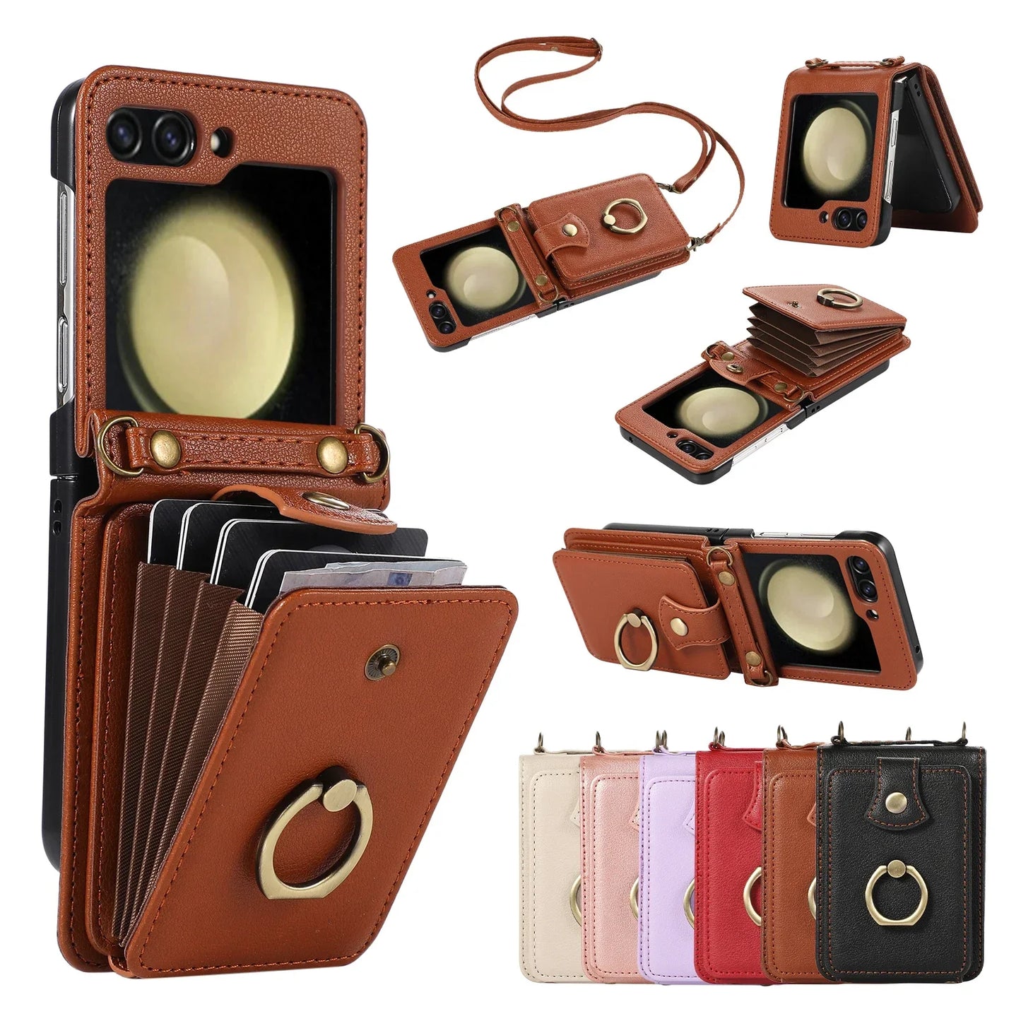 Anti-Theft Wallet Z Flip 6 Case with Card Slot & Stand