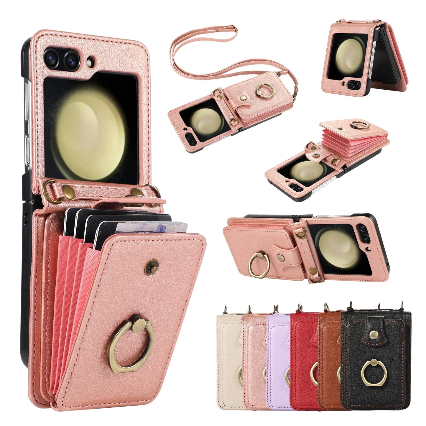Anti-Theft Wallet Z Flip 6 Case with Card Slot & Stand