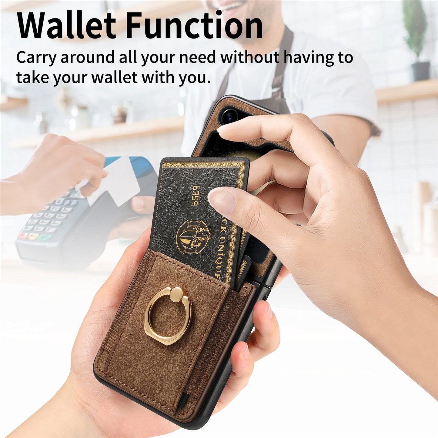 Vintage Z Flip 6, 5, 4 Magnetic Leather Wallet Case