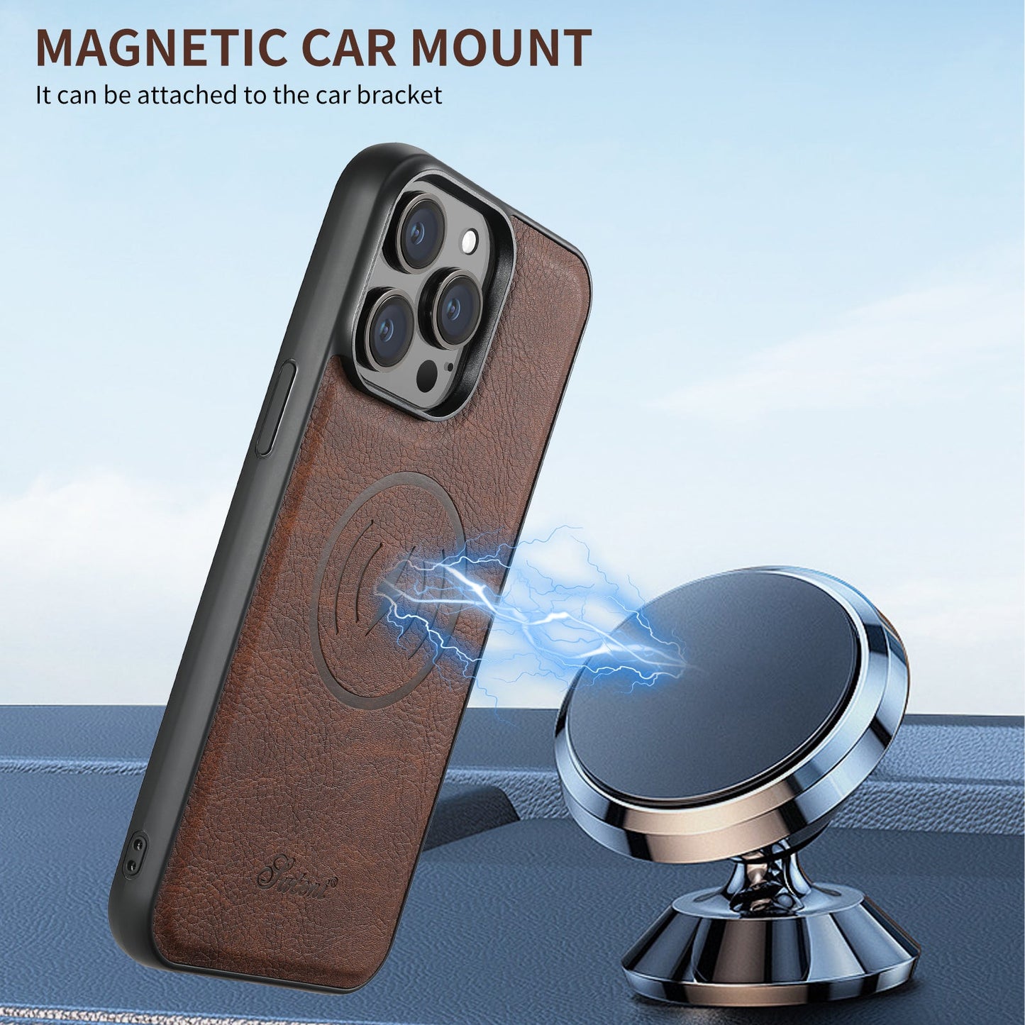 Leather iPhone 16-14 Pro - Detachable Wallet & Camera Protection Case