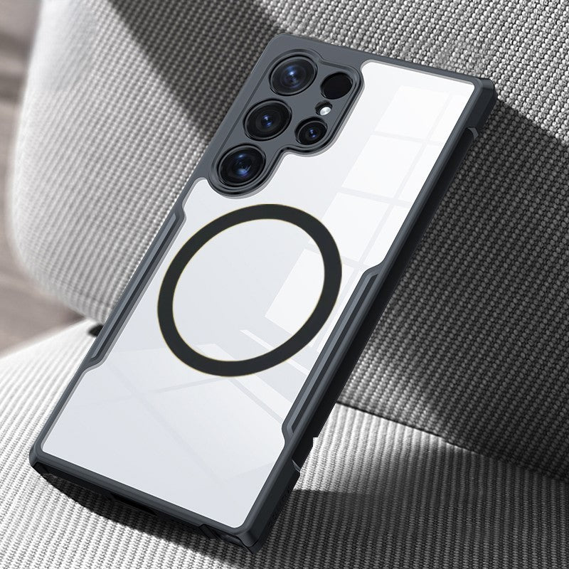 ClearShield X S25 Ultra – MagSafe-Ready Transparent Case with Airbag Protection & 360° Stand