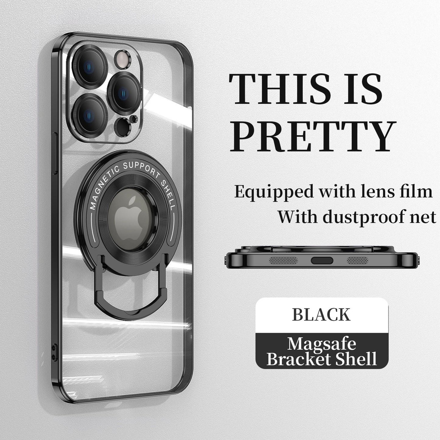 Magnetic Suction Bracket Electroplated Clear Protective iPhone Case
