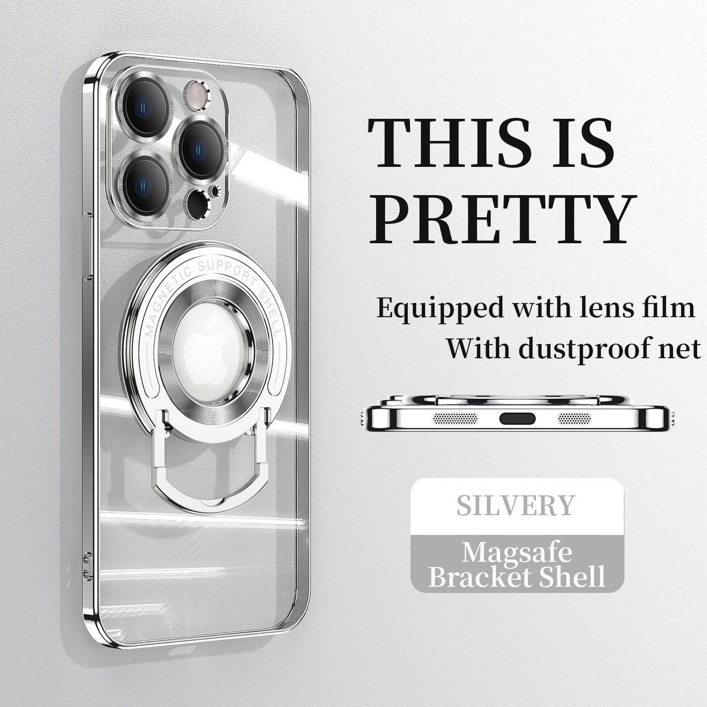 Magnetic Suction Bracket Electroplated Clear Protective iPhone Case