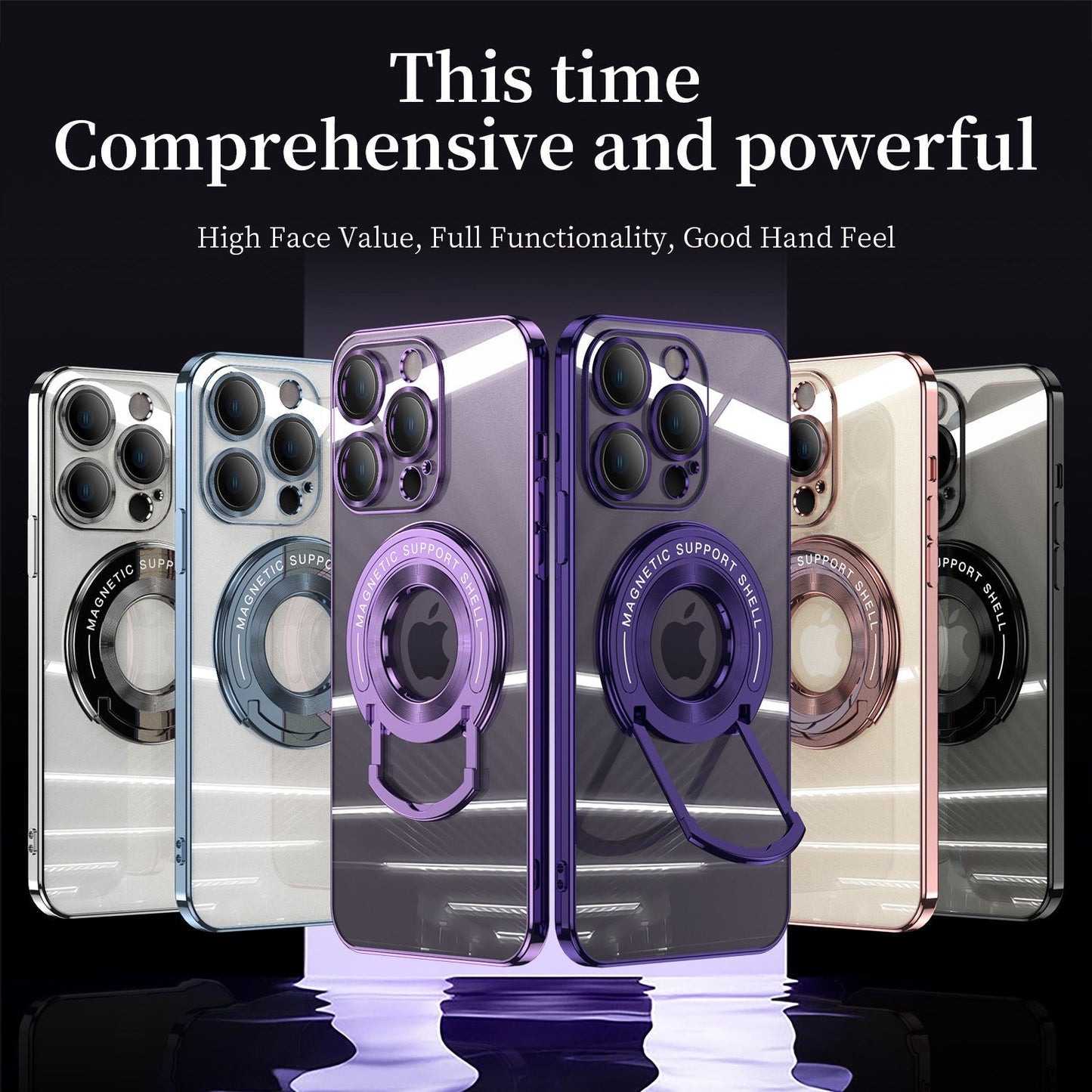 Magnetic Suction Bracket Electroplated Clear Protective iPhone Case