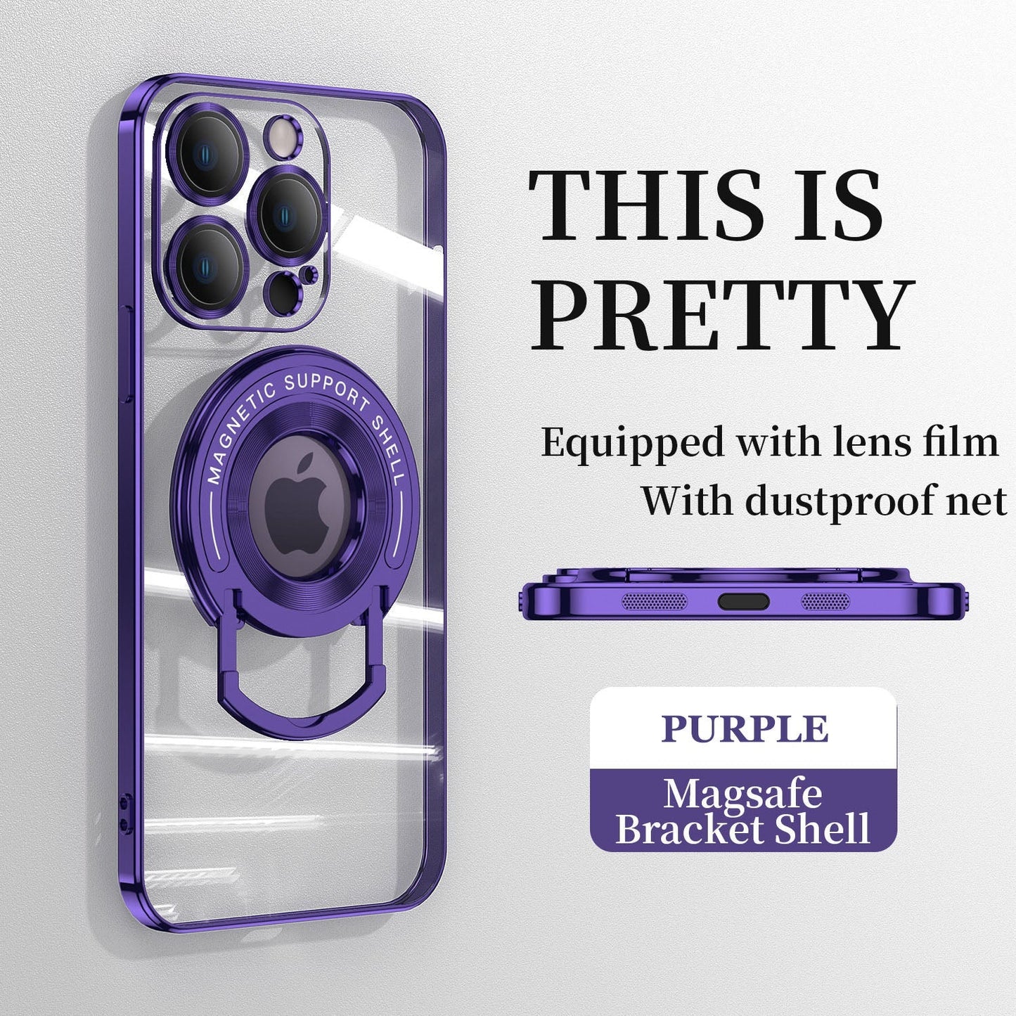 Magnetic Suction Bracket Electroplated Clear Protective iPhone Case