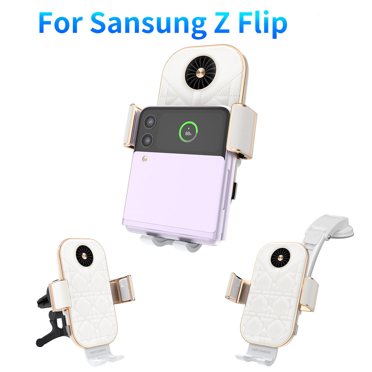 Leather Wireless Car Charger cooling fan - Z Flip Series