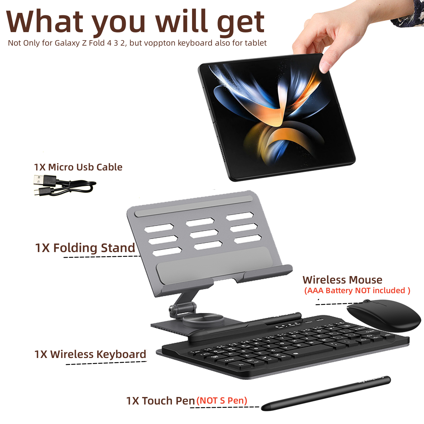 4-in-1 Desk Stand & Bluetooth Keyboard - Z Fold Series