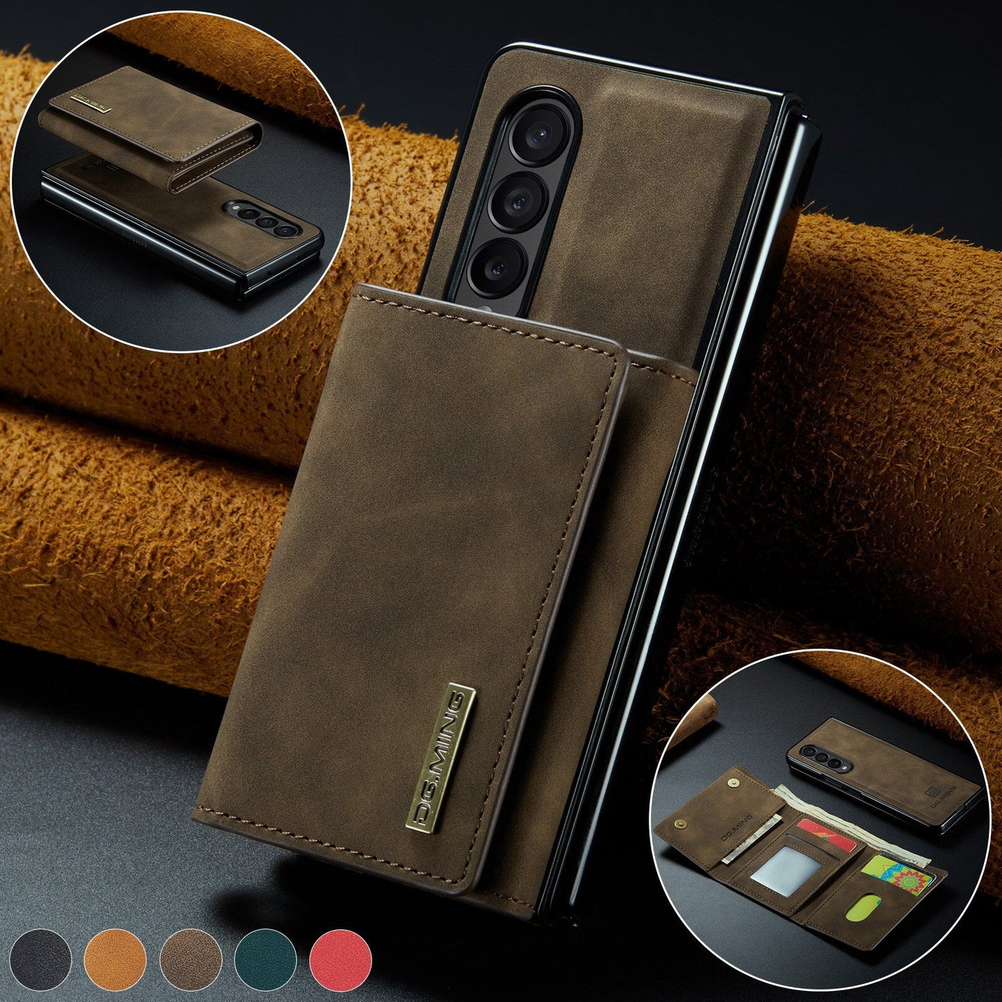 2-in-1 Luxury Leather Magnetic Case & Detachable Wallet - Z Fold 5