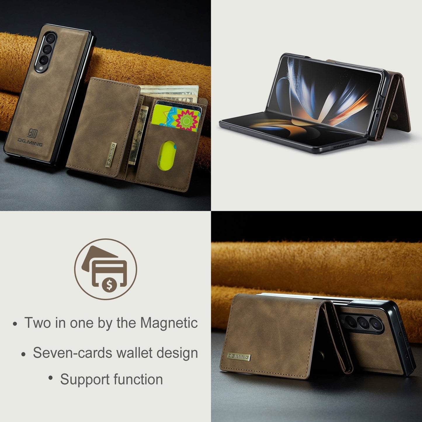 2-in-1 Luxury Leather Magnetic Case & Detachable Wallet - Z Fold 5
