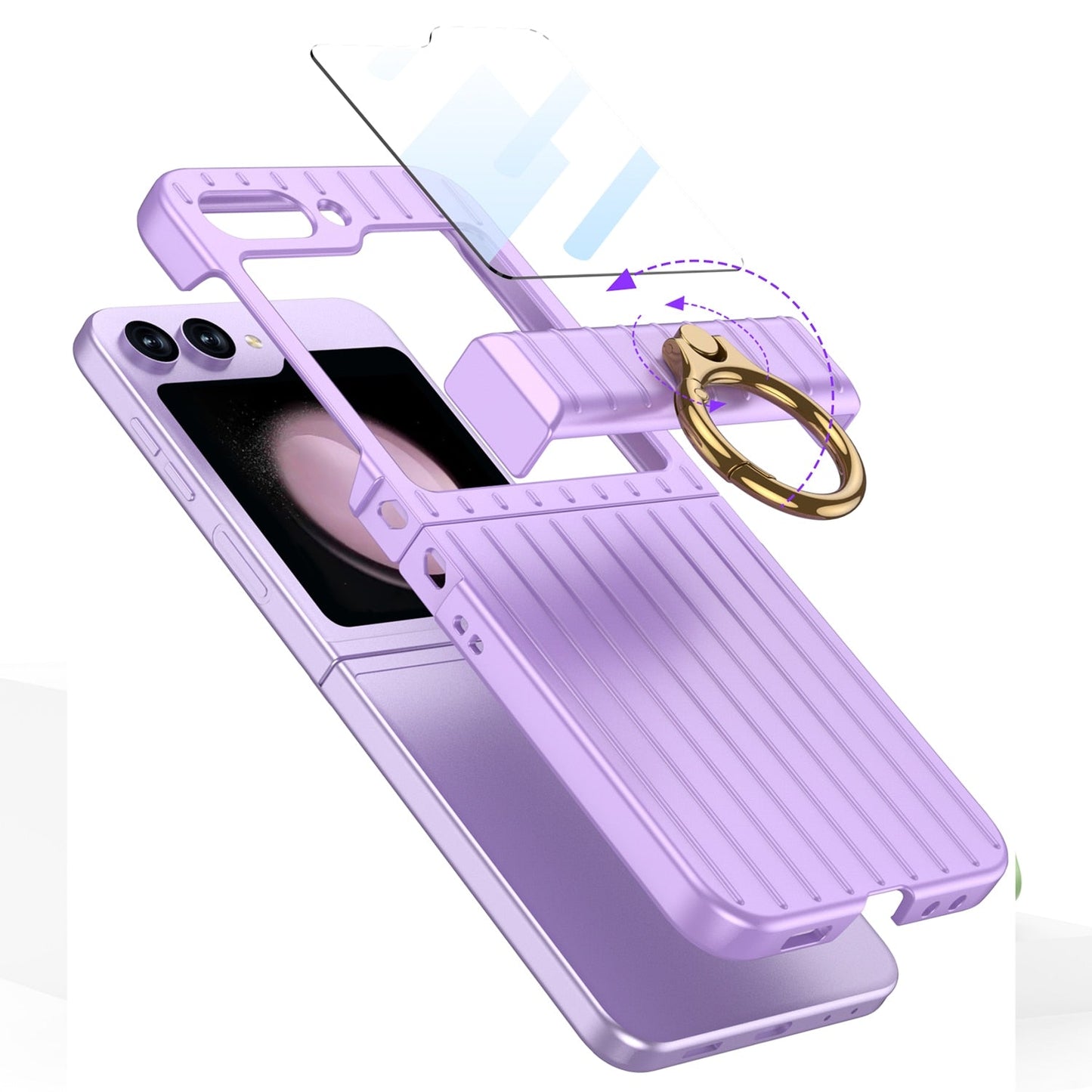 Shockproof Case With Ring Bracket & Screen Protective - Z Flip 5