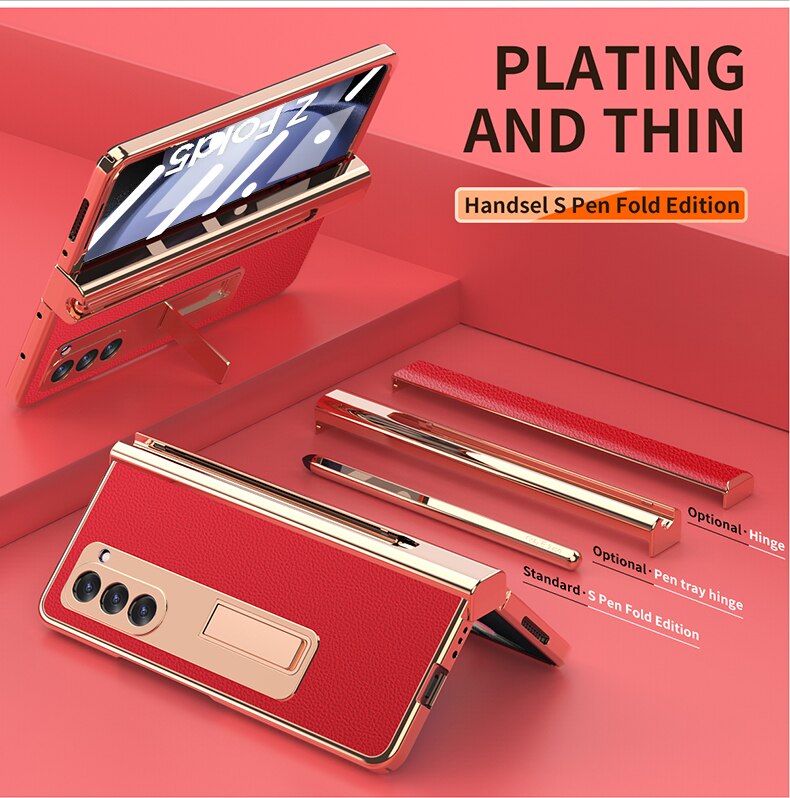 Leather Kickstand Pen Slot Case with PEN Holder - Z Fold 5