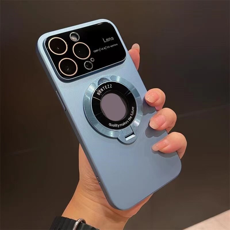 Magnetic Flip Case with Bracket & Lens Guard for iPhone 15