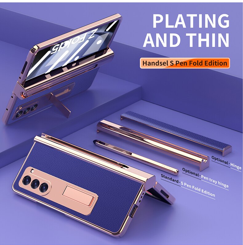 Leather Kickstand Pen Slot Case with PEN Holder - Z Fold 5