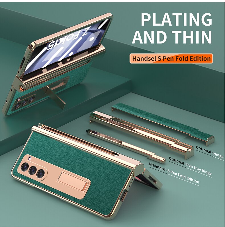 Leather Kickstand Pen Slot Case with PEN Holder - Z Fold 5