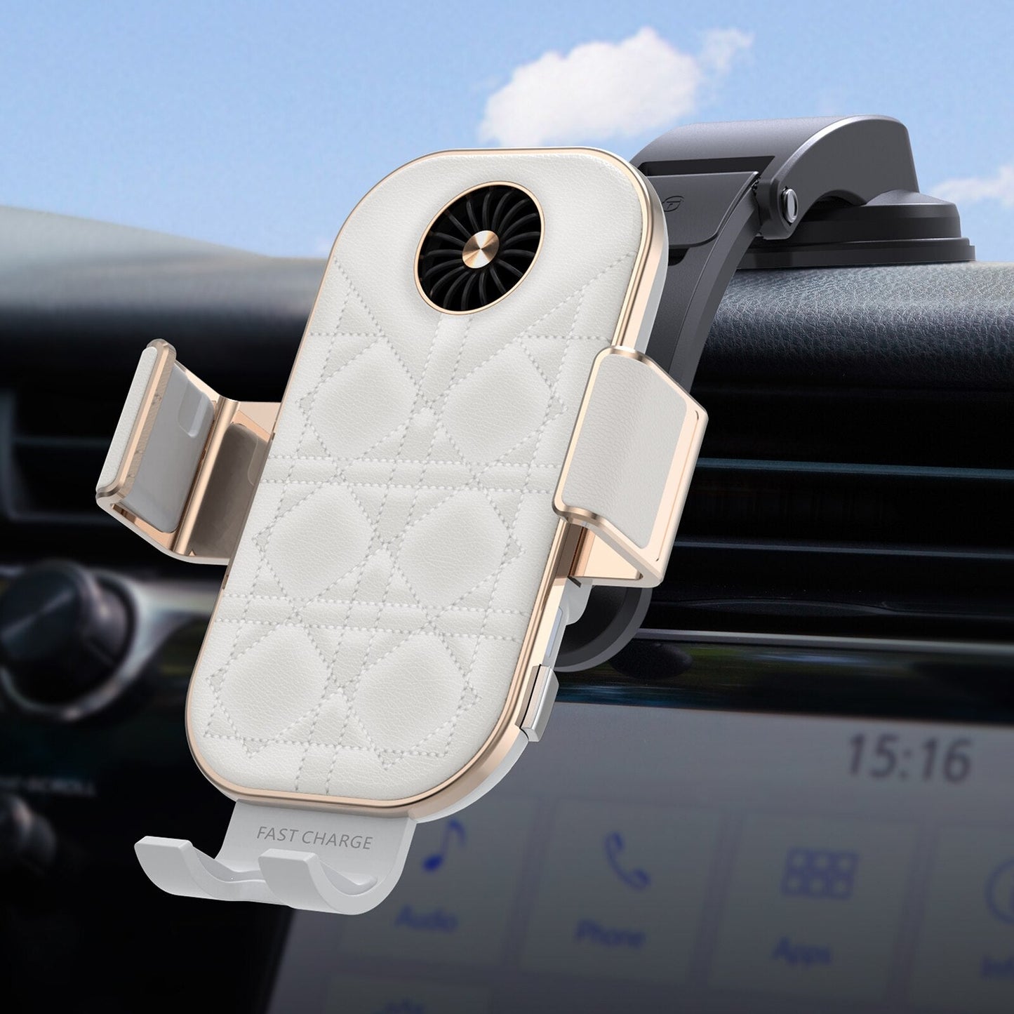 Leather Wireless Car Charger cooling fan - Z Flip Series