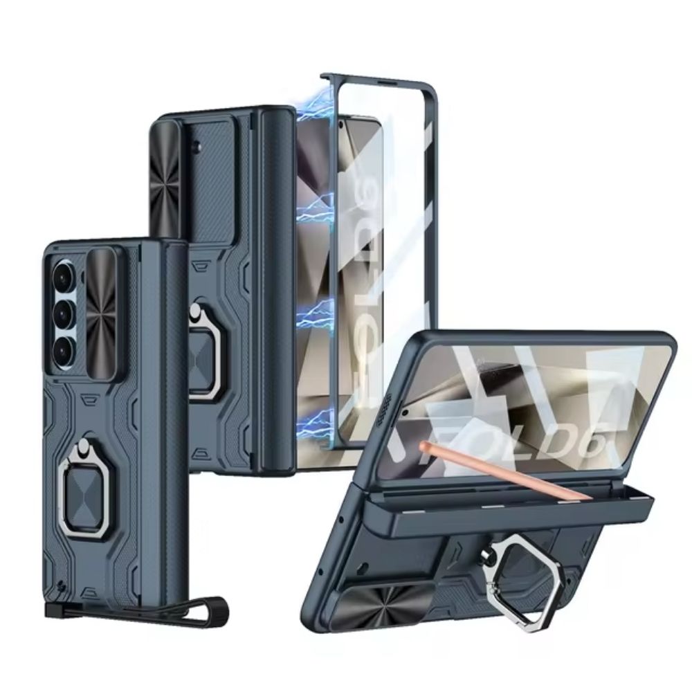 Metal Ring Z Fold 6  Stand Lanyard Pen Case