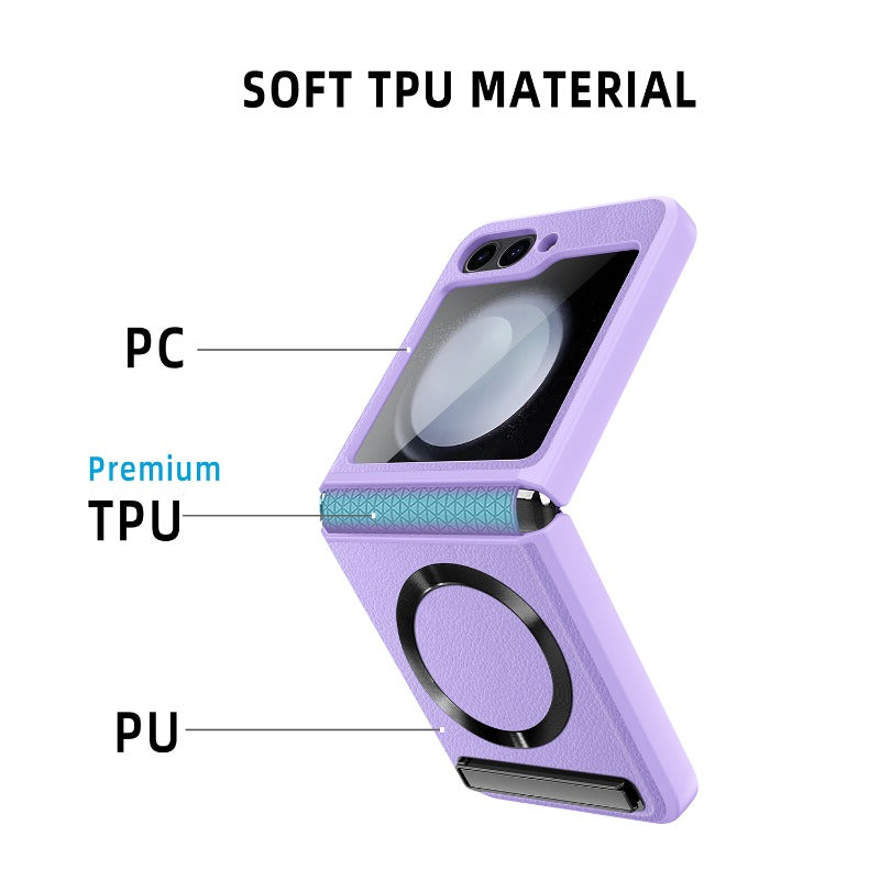 Leather Hinge Magnetic Kickstand Z Flip 6 Case