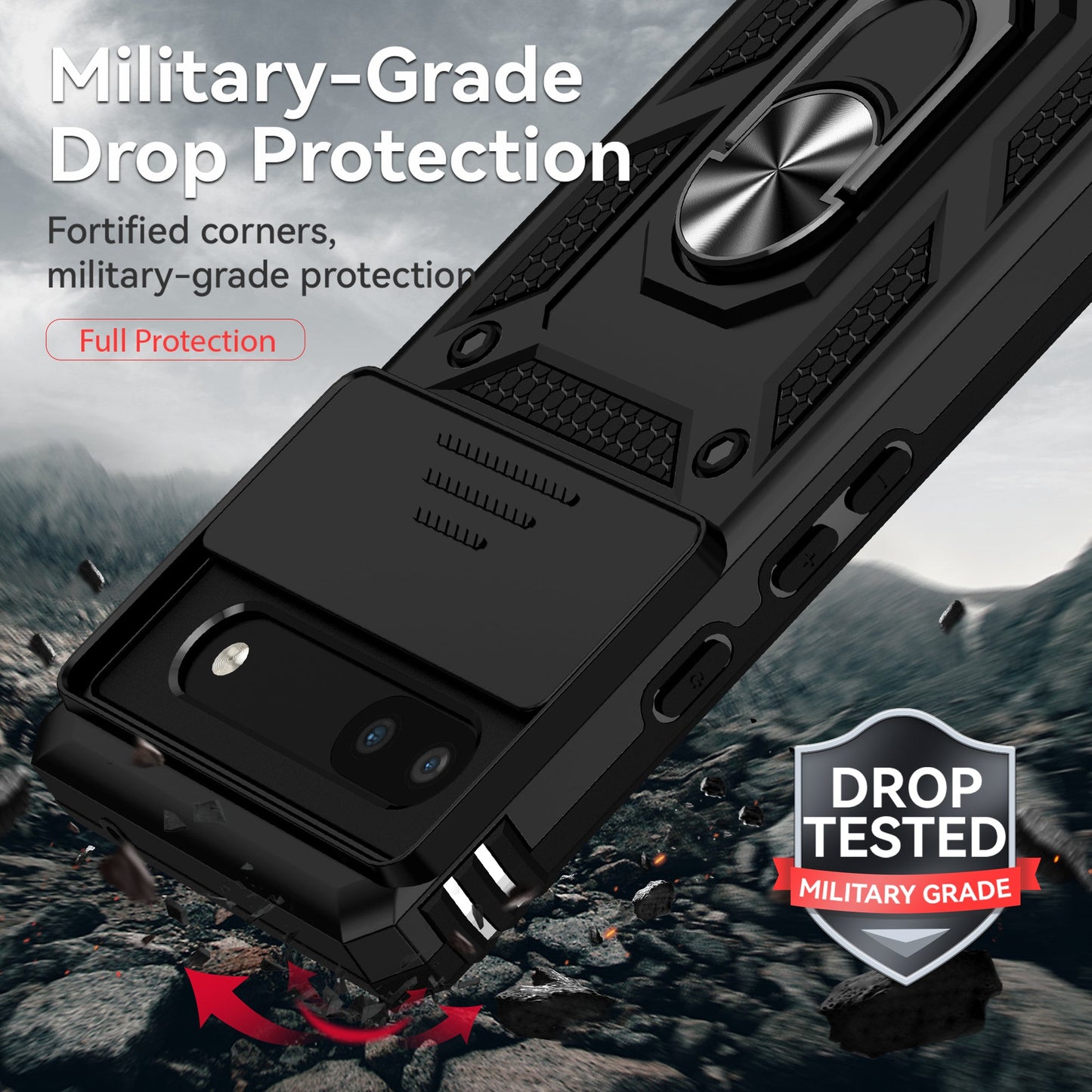 Slide Pixel 9 , 8  Military Shockproof Case with CamSlide