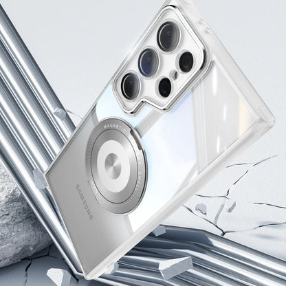 FrostGuard S25 Ultra – Matte Transparent Magnetic Case with 360° Ring Stand