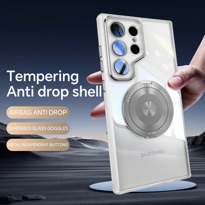 FrostGuard S25 Ultra – Matte Transparent Magnetic Case with 360° Ring Stand