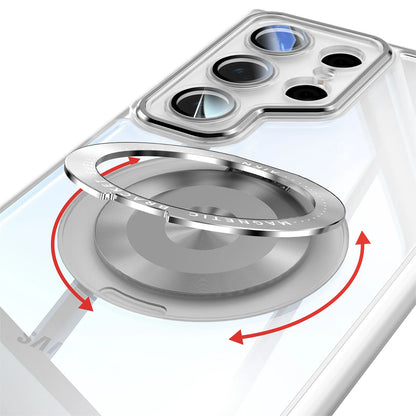 FrostGuard S25 Ultra – Matte Transparent Magnetic Case with 360° Ring Stand