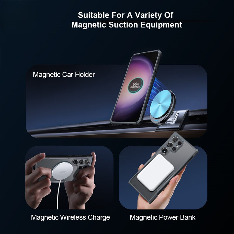 ClearShield X S25 Ultra – MagSafe-Ready Transparent Case with Airbag Protection & 360° Stand