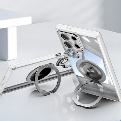 FrostGuard S25 Ultra – Matte Transparent Magnetic Case with 360° Ring Stand