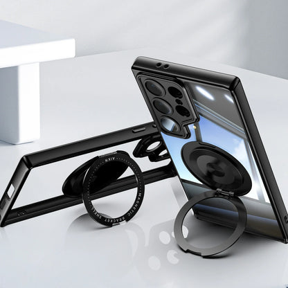 FrostGuard S25 Ultra – Matte Transparent Magnetic Case with 360° Ring Stand