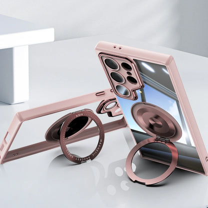 FrostGuard S25 Ultra – Matte Transparent Magnetic Case with 360° Ring Stand
