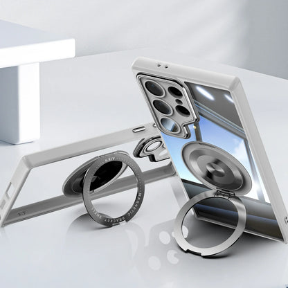 FrostGuard S25 Ultra – Matte Transparent Magnetic Case with 360° Ring Stand
