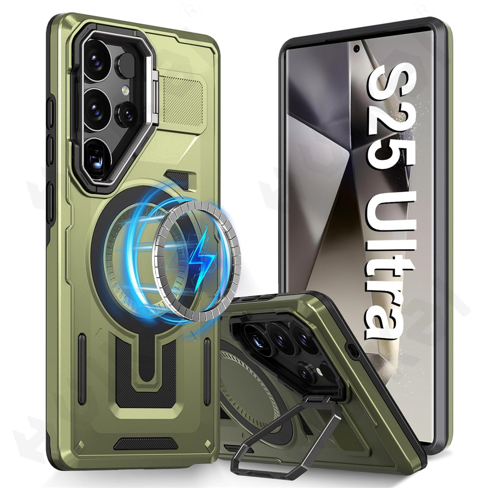 TitanGuard S25 Ultra – MagSafe Rugged Case with Metal Camera Kickstand