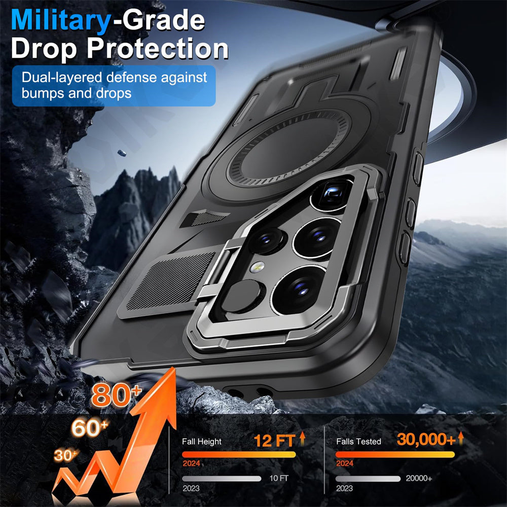 TitanGuard S25 Ultra – MagSafe Rugged Case with Metal Camera Kickstand