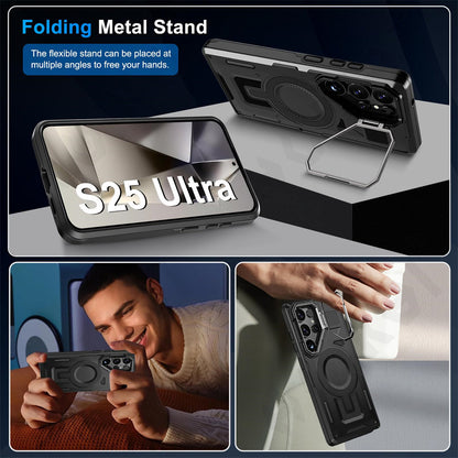 TitanGuard S25 Ultra – MagSafe Rugged Case with Metal Camera Kickstand