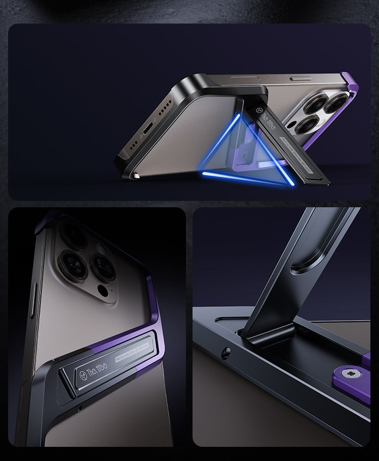 Aluminum  iPhone 16, 15, 14 Pro Max Heat Dissipation & Invisible Kickstand Case