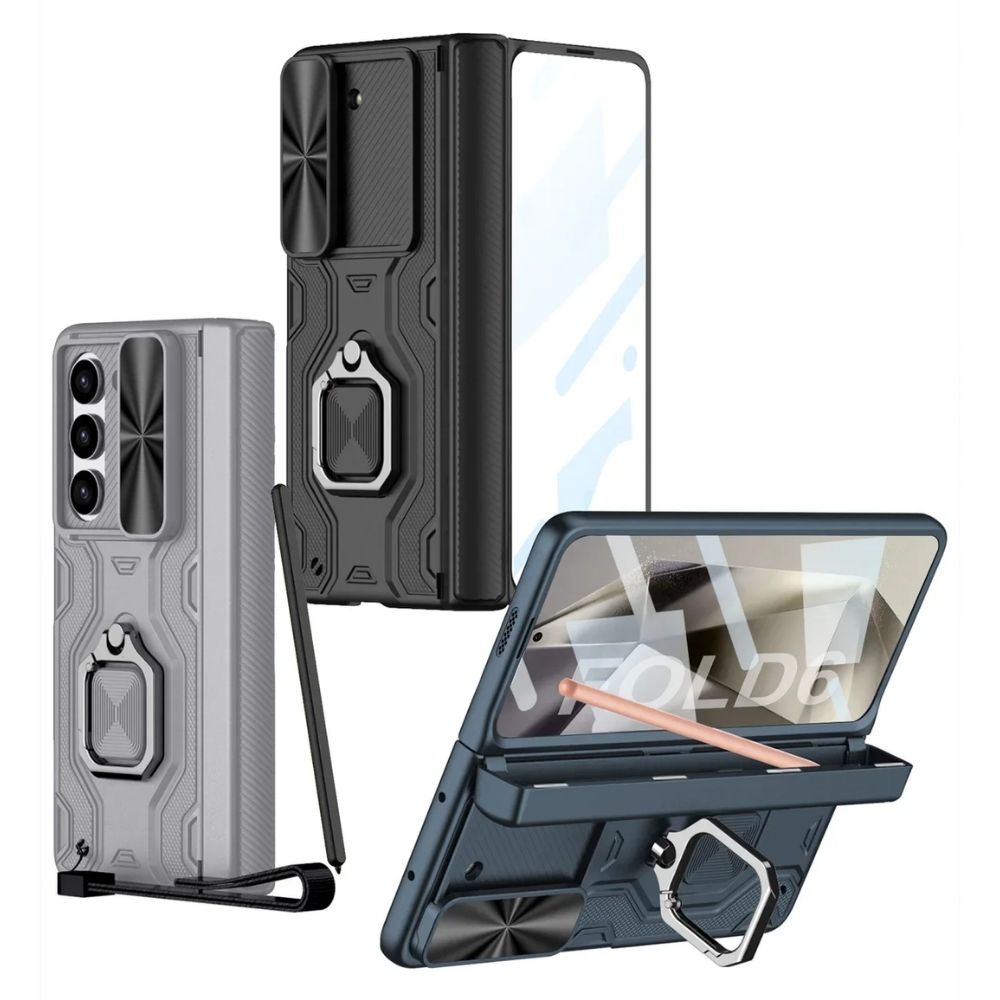Metal Ring Z Fold 6  Stand Lanyard Pen Case