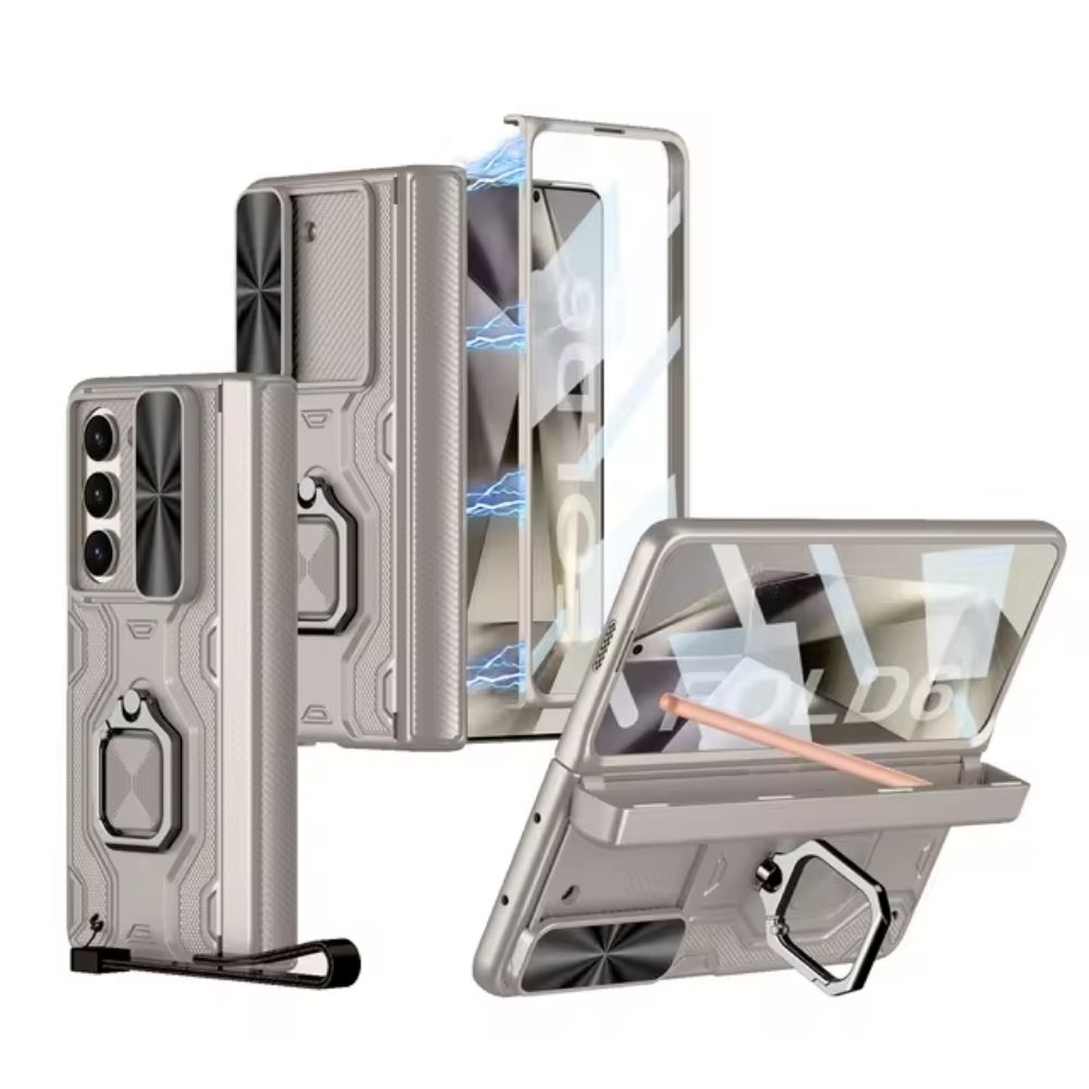 Metal Ring Z Fold 6  Stand Lanyard Pen Case