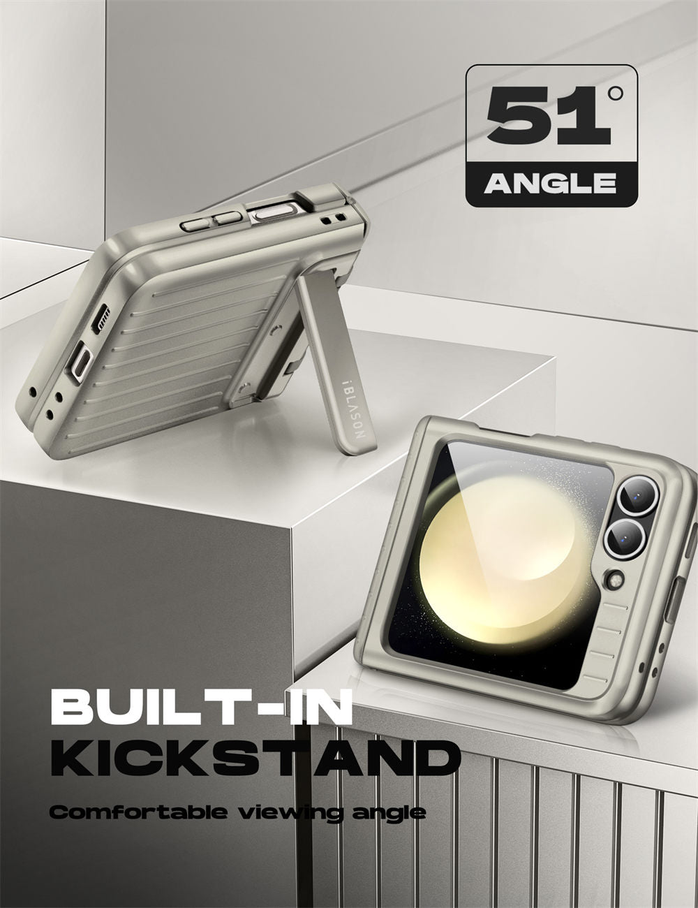 Rugged  Z Flip 6, 5 - Screen Protector & Kickstand Case