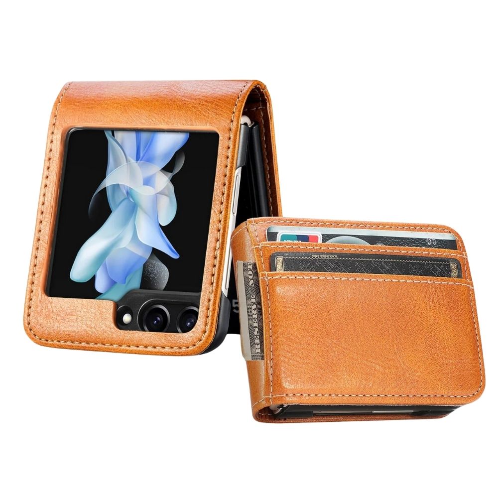 Shockproof  Z Flip 6, 5 wallet Leather Case