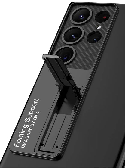 GlacierShield S25 Ultra – Electroplated Clear Case with Kickstand & Shockproof Protection