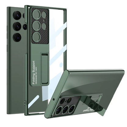 GlacierShield S25 Ultra – Electroplated Clear Case with Kickstand & Shockproof Protection
