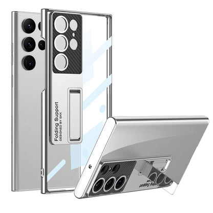 GlacierShield S25 Ultra – Electroplated Clear Case with Kickstand & Shockproof Protection