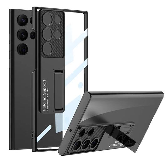 GlacierShield S25 Ultra – Electroplated Clear Case with Kickstand & Shockproof Protection