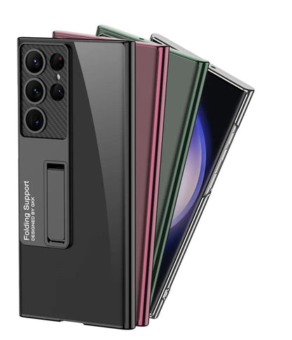 GlacierShield S25 Ultra – Electroplated Clear Case with Kickstand & Shockproof Protection