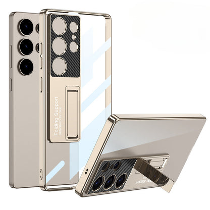 GlacierShield S25 Ultra – Electroplated Clear Case with Kickstand & Shockproof Protection