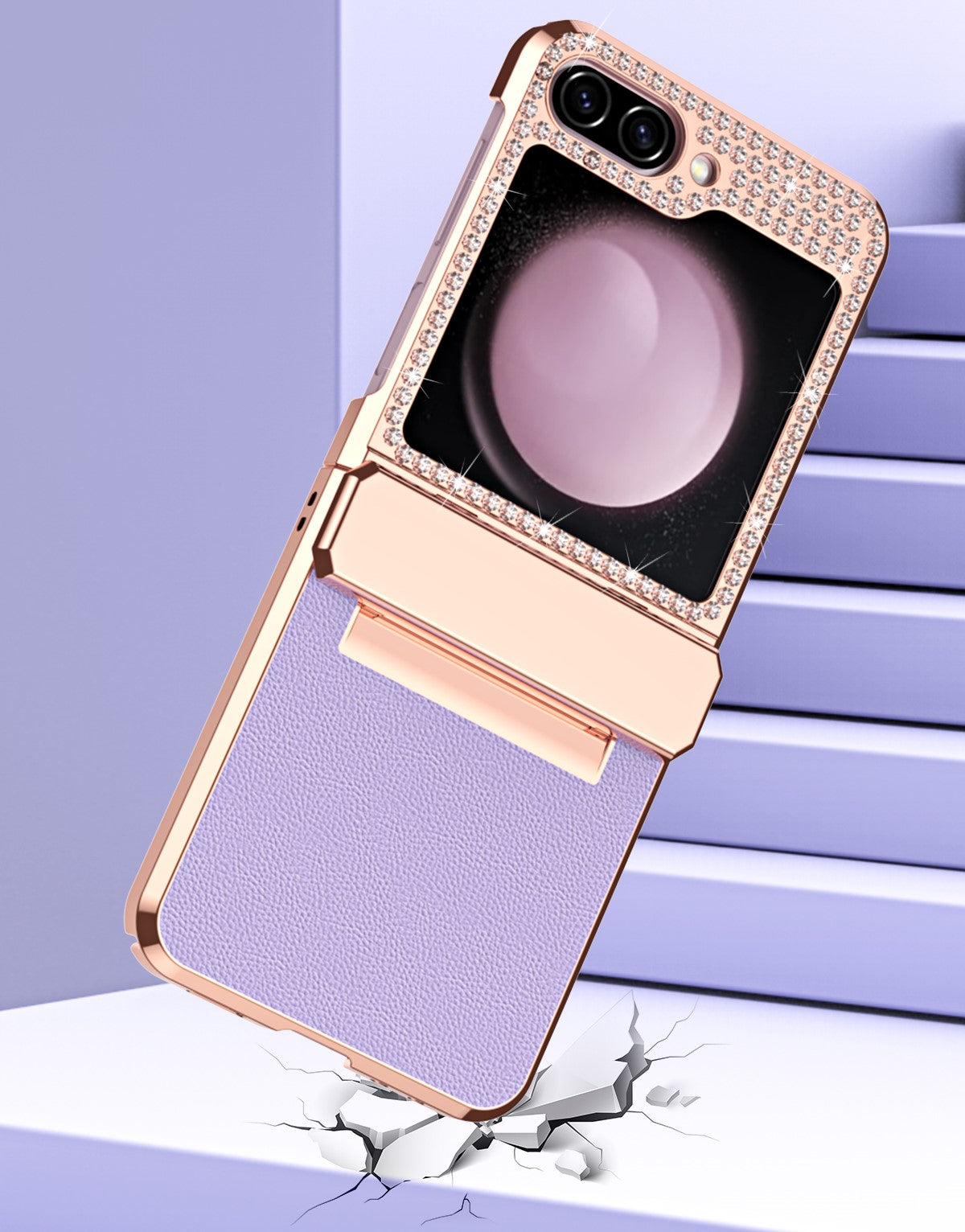 Diamond Z Flip 6, 5, 4 Electroplated Leather Case