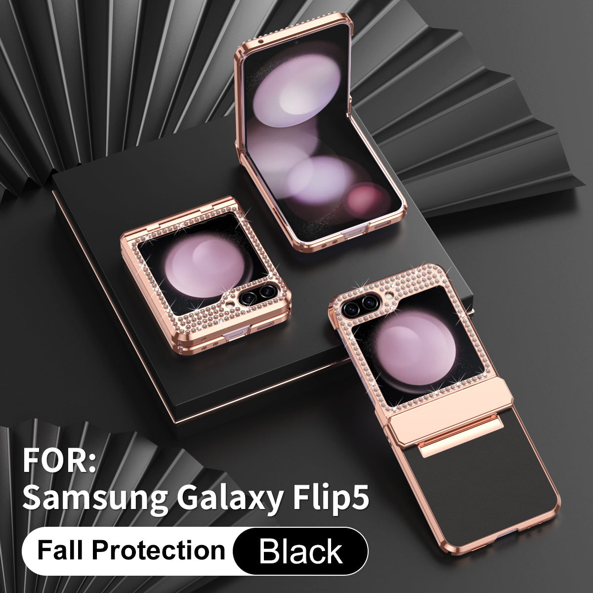 Diamond Z Flip 6, 5, 4 Electroplated Leather Case