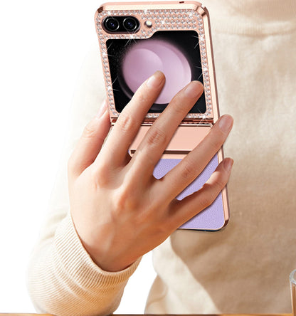 Diamond Z Flip 6, 5, 4 Electroplated Leather Case
