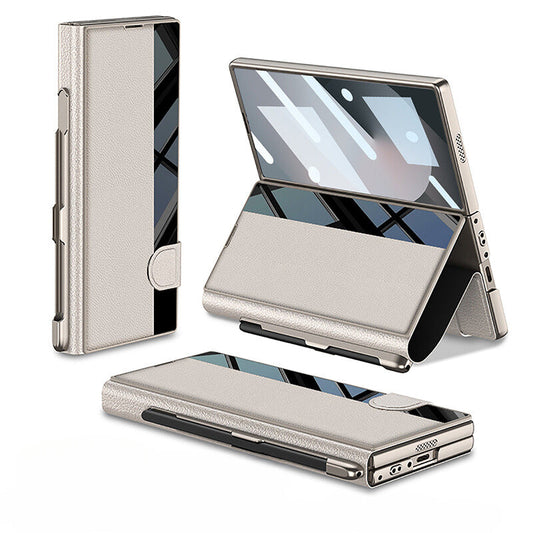 Leather  Z Fold 6, 5 Mirror Window & Pen Slot Case