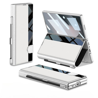 Leather  Z Fold 6, 5 Mirror Window & Pen Slot Case